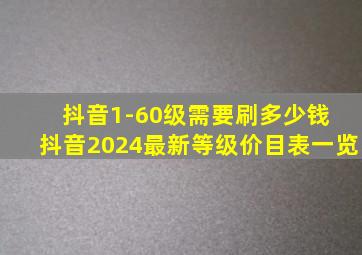 抖音1-60级需要刷多少钱 抖音2024最新等级价目表一览